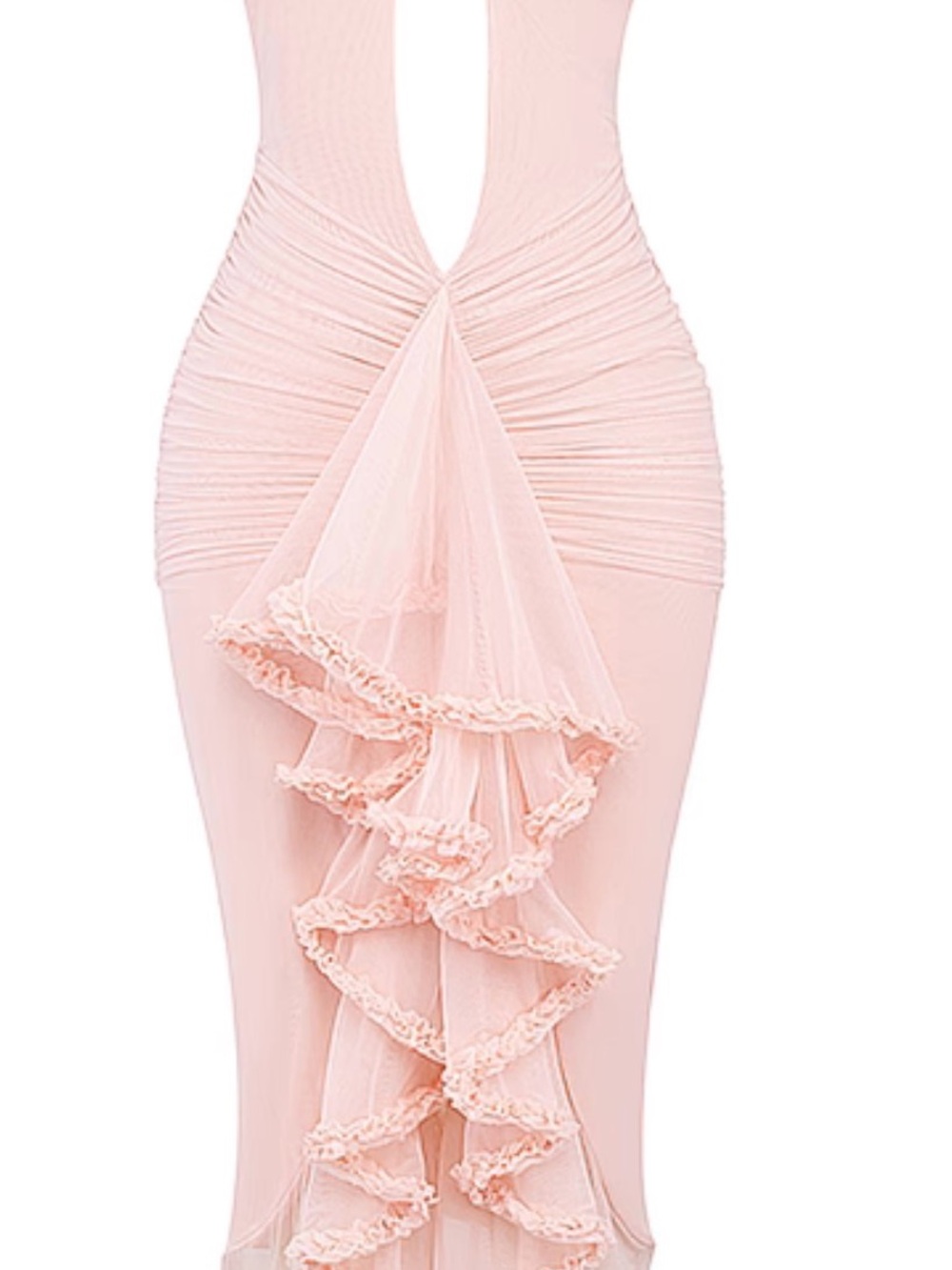 Pink Ruffle Cutout Maxi Dress - Picture 4 of 9
